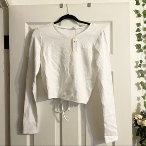 WHITE Open back long sleeve top